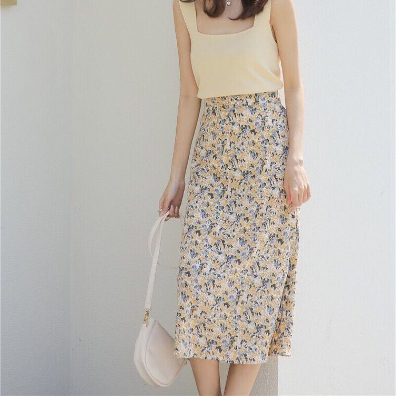 Chân váy hoa nhí dáng xòe dài CV04-07 | Thời trang công sở K&K Fashion