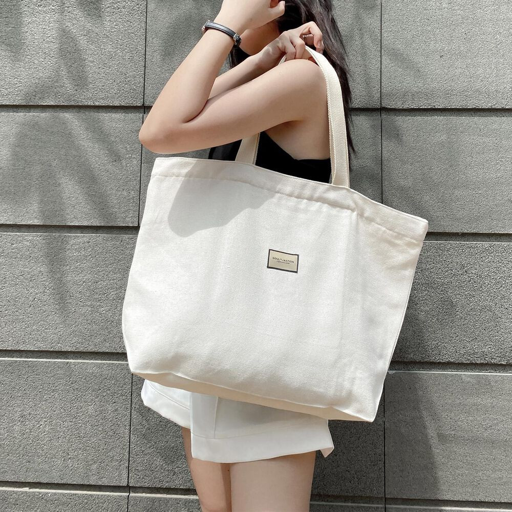 Túi Tote Vải Canvas Cao Cấp - Size lớn, Dây đeo không nhăn, Có khóa kéo, Ngăn