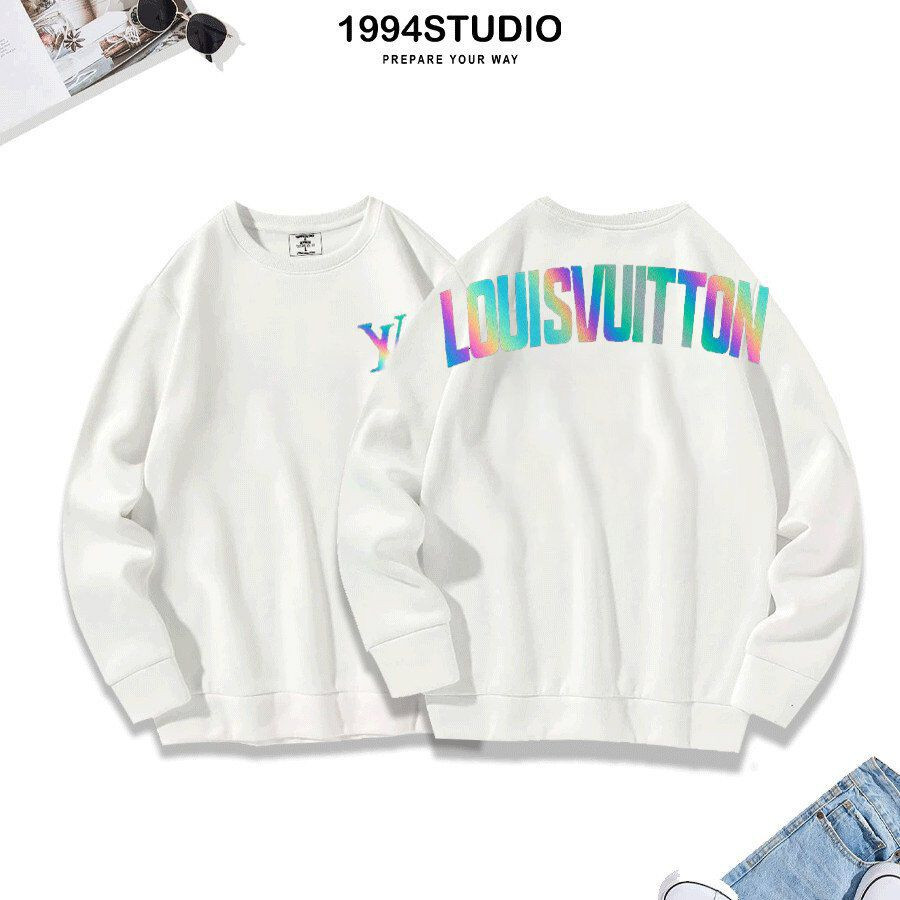 Áo Sweater nam nữ màu đen form rộng LV lưng phản quang 7 màu  1994 Studio