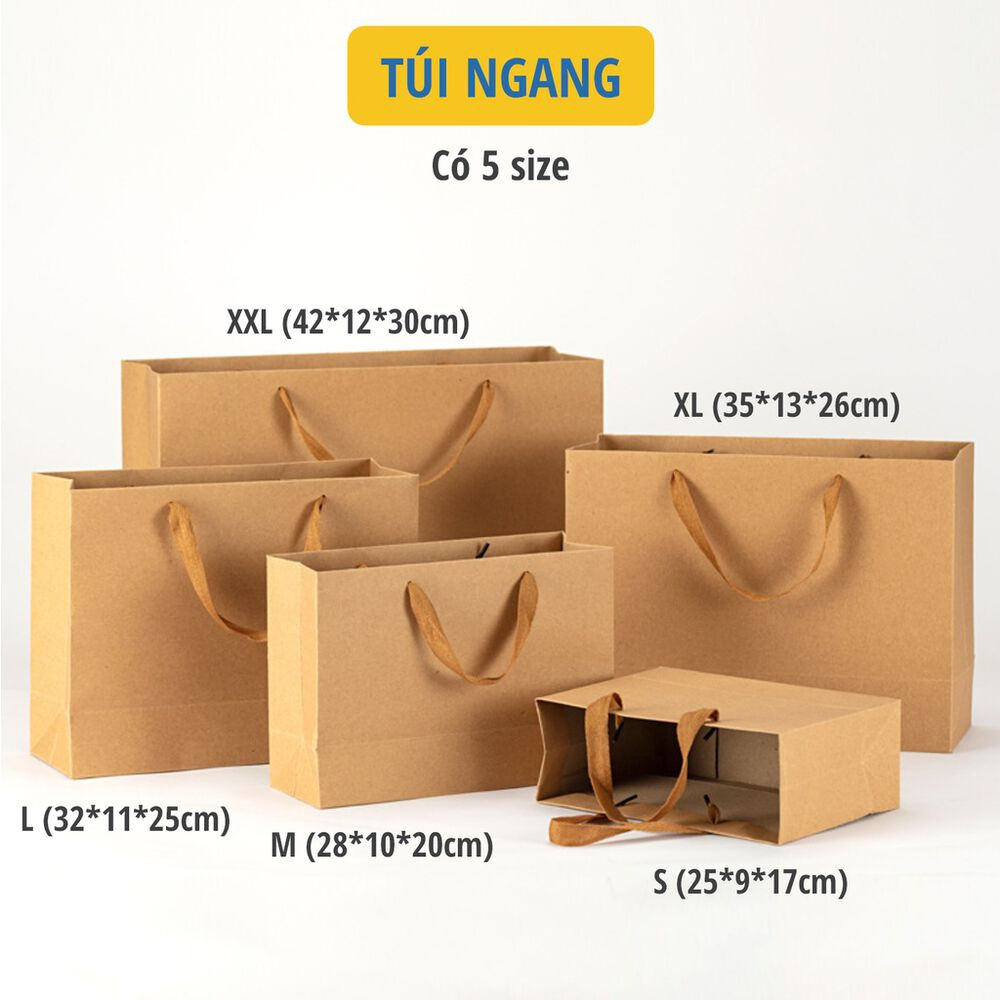 Túi giấy cứng Giấy kraft TGCGKRAFT01 Quai Vải Cao Cấp Nhiều kích cỡ Kiểu Dọc và