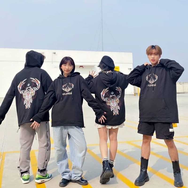 Set Bộ 2 Món Quần Dài + Áo Hoodie Nón Nam Nữ Unisex Màu Trắng Chất