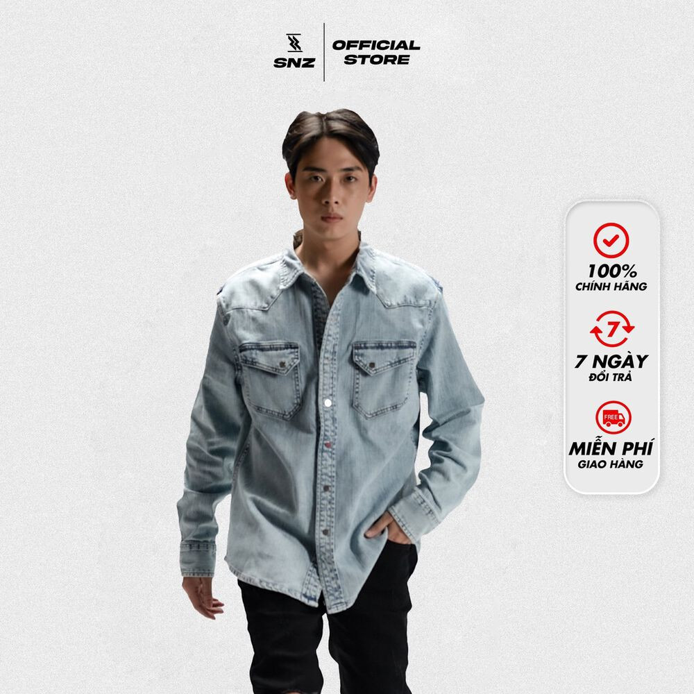 Áo sơ mi denim ngắn tay nam tính AXH138  Shop áo xuân hè