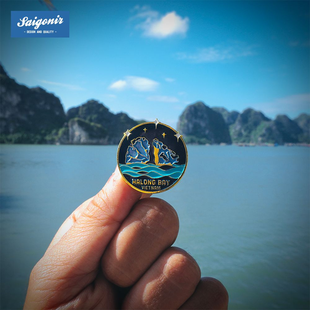 Huy Hiệu Pin Cài Áo Kim Loại Cao Cấp Hình Ảnh Vịnh Hạ Long Quảng Ninh
