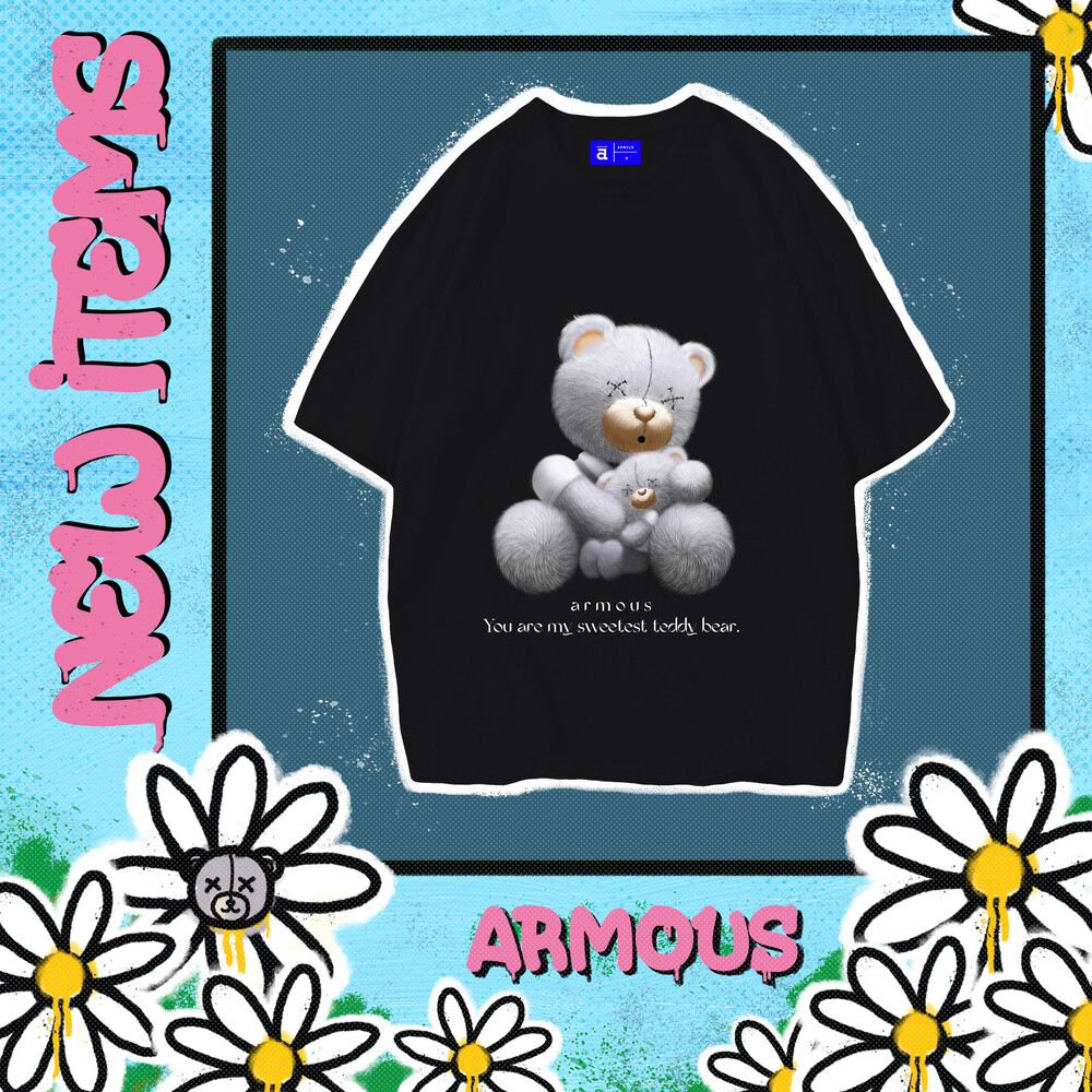 black t shirt with teddy bear