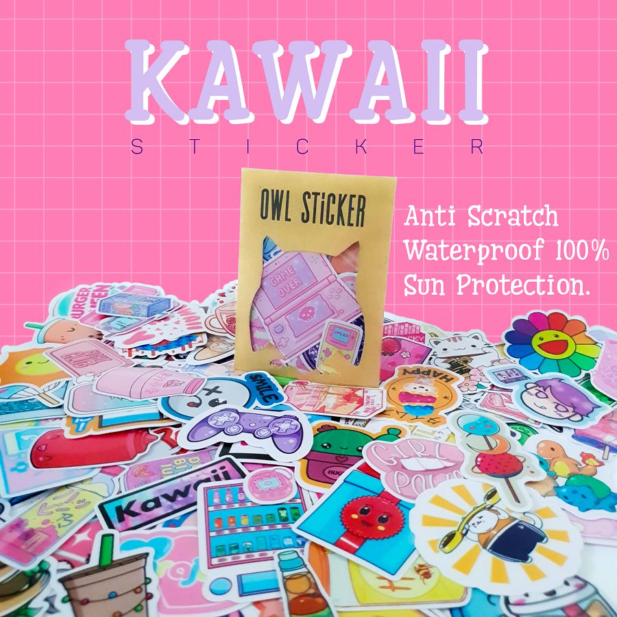 Where can I find a variety of kawaii cute stickers that are water-resistant and have vibrant colors?