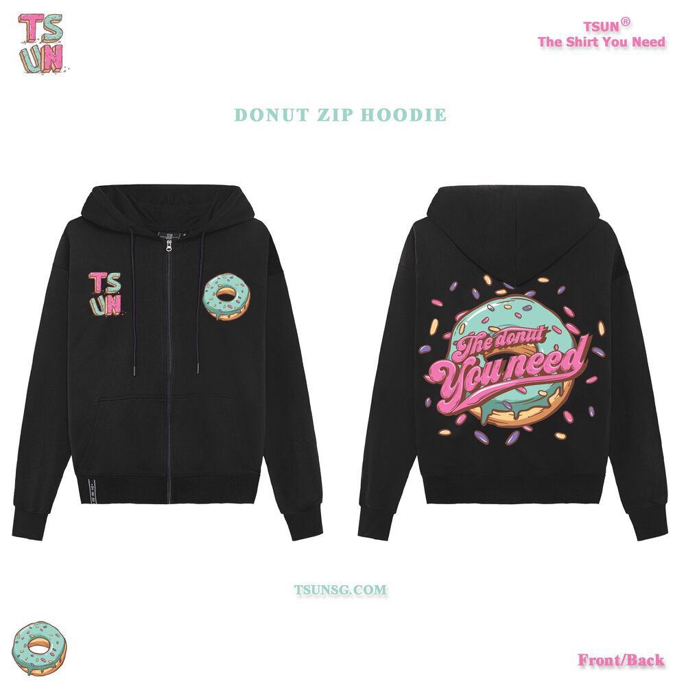 Donut Zip Hoodie - Black