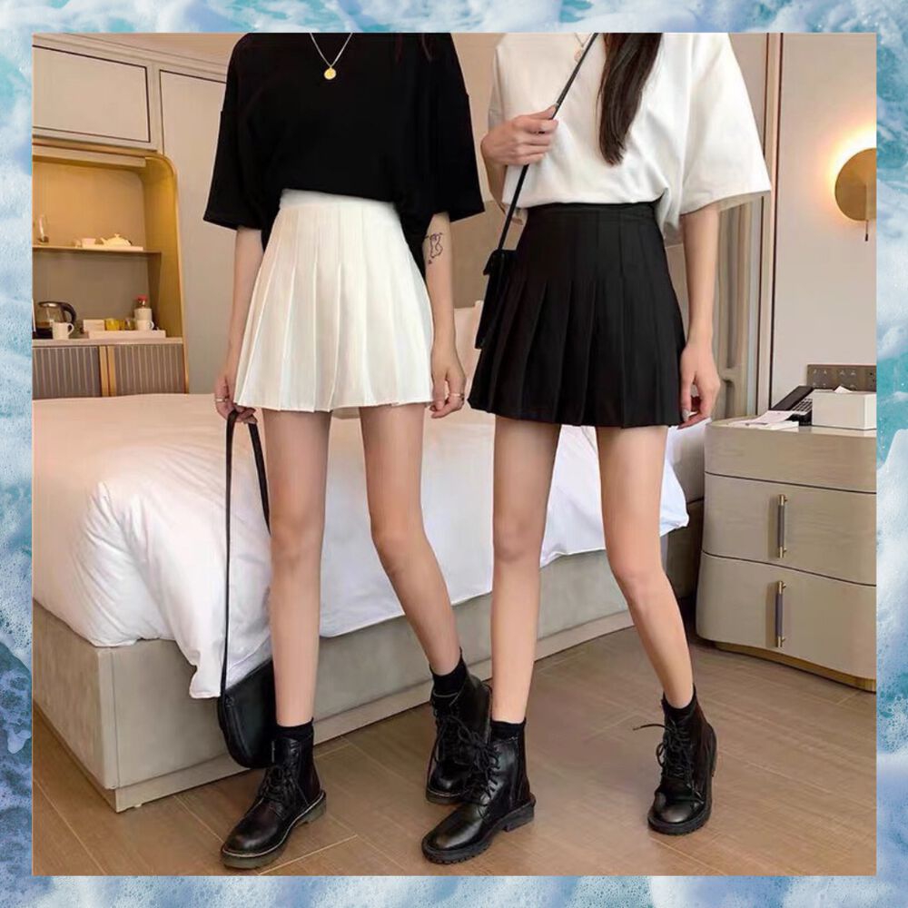 Chân váy tennis xếp ly trắng đen full size | Shopee Việt Nam