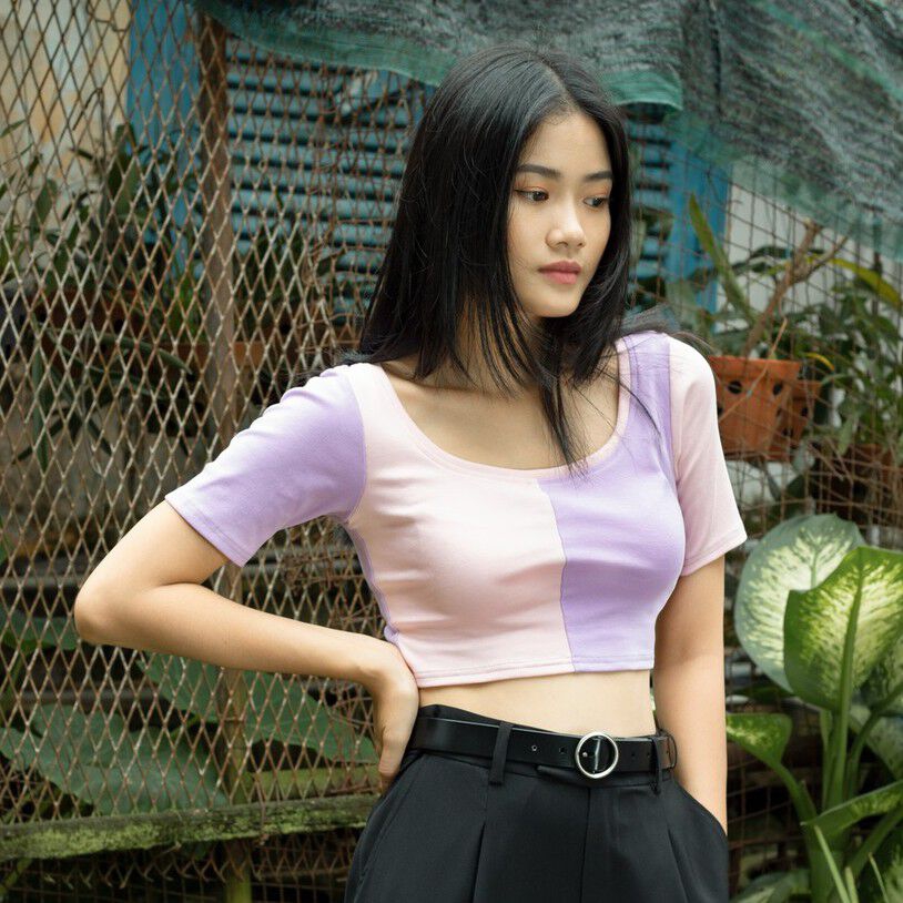 Áo Croptop Nữ 2 Màu Form Ôm Body Tay Ngắn, Chất Vải Dệt Gân Co Giãn Thoải  Mái, Siêu Mát 100% Cotton