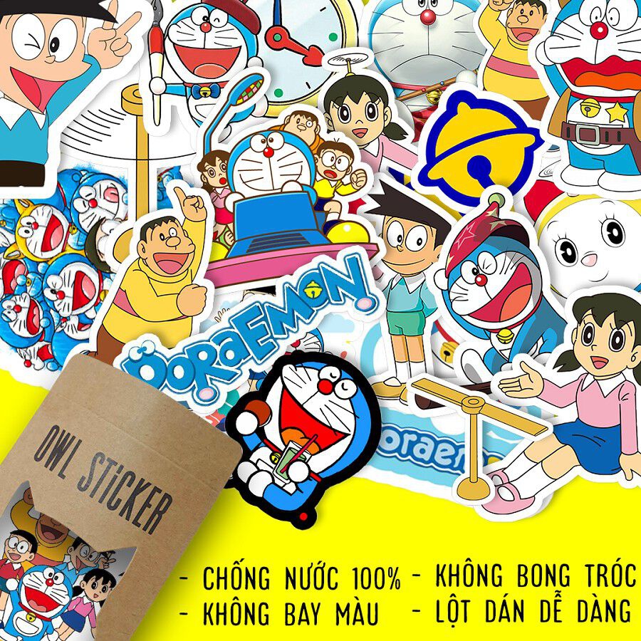 Combo hình dán trang trí chủ đề Doraemon - mèo máy dễ thương ...