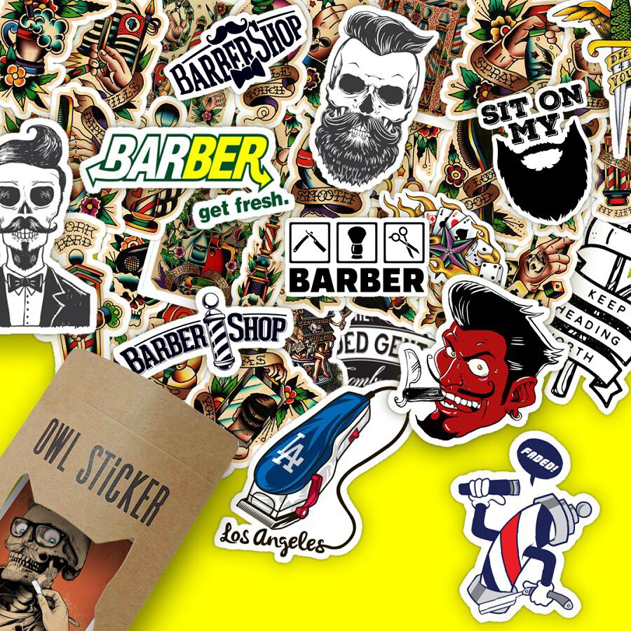 Sticker Dán Chống Nước Cao Cấp BARBER SHOP - Tiệm Cắt Tóc