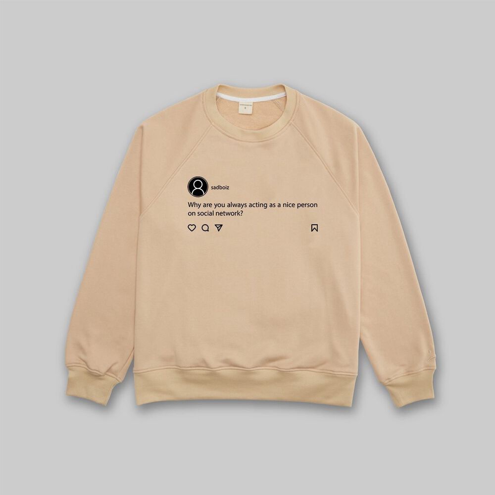 Áo sweater SADBOIZ Sadtagram Cream
