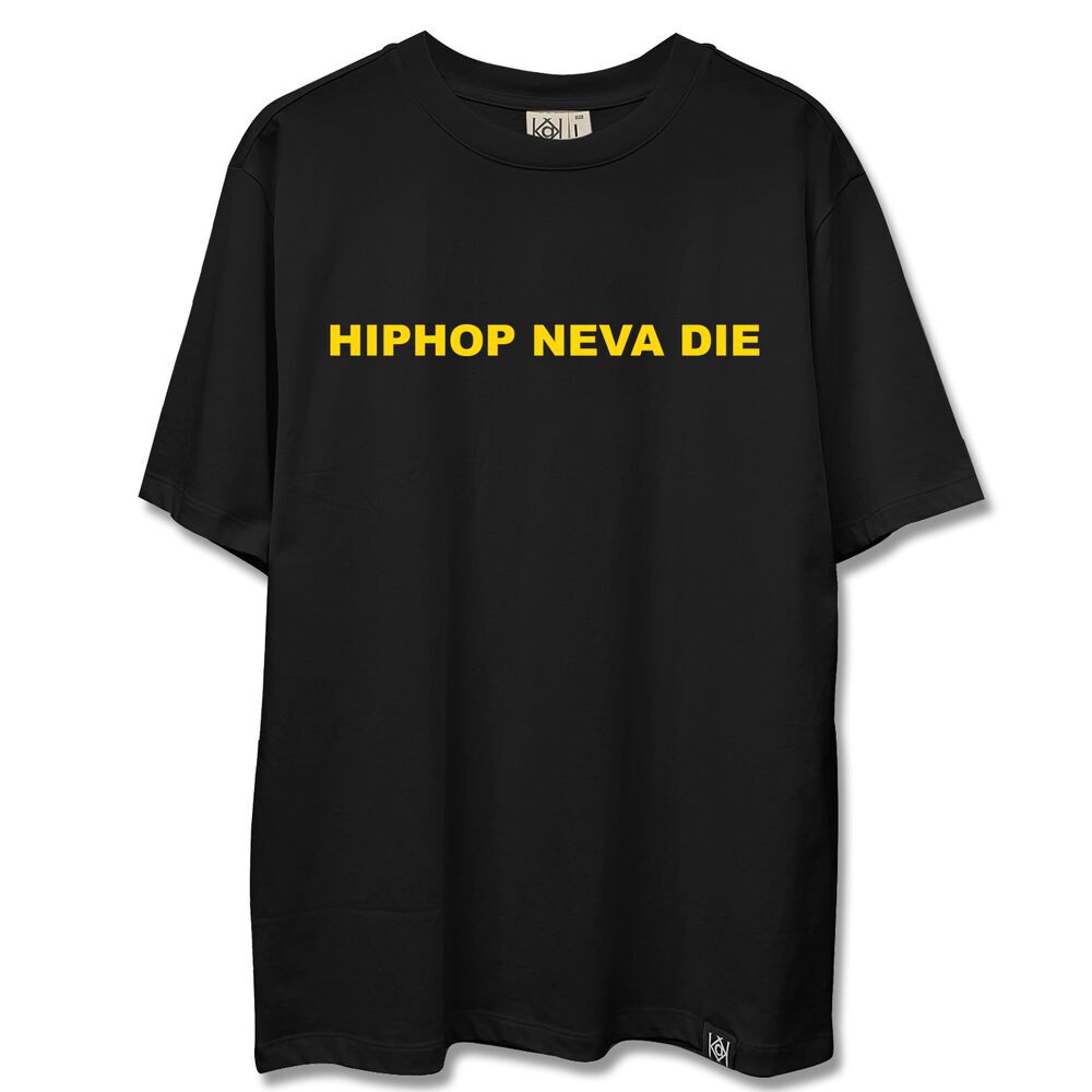 Áo thun chữ hip hop neva die đơn điệu nhũ vàng - LIKA31082001 - đen