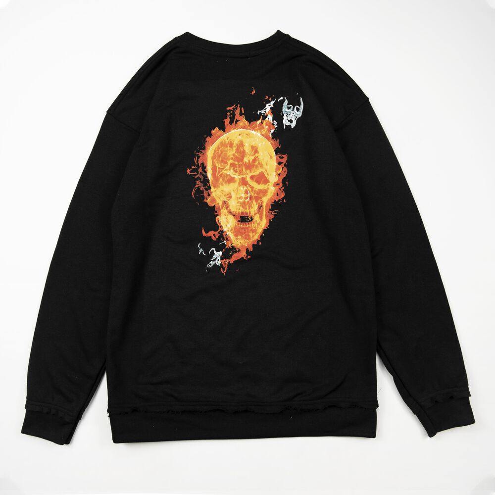 Sweater Skull Fire_black