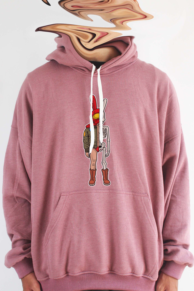 Áo Khoác Hoodie Unisex Cotton Hình Half Skeleton Earth Man