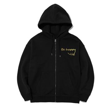 Áo khoác hoodie zip chống nắng logo be happy nhũ vàng - KATH26022105