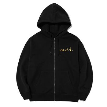 Hoodie zip kéo khóa logo chữ ký mvr nhũ vàng - MVR25022113 - đen Hoodie zip kéo khóa logo chữ ký mvr nhũ vàng - MVR25022113 - đen