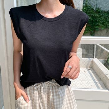 Áo Thun Trơn Tay Ngắn ENVYLOOK Cap Sleeve Linen Pear
