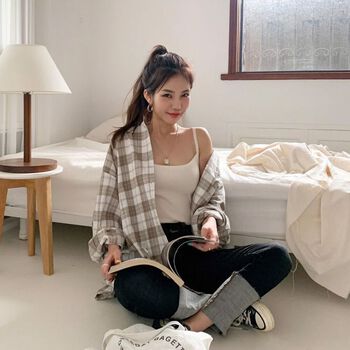 Áo Sơ Mi Caro Dáng Dài ENVYLOOK Check Mode, Southern