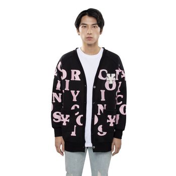 DirtyCoins Print Cardigan - Black/Pink