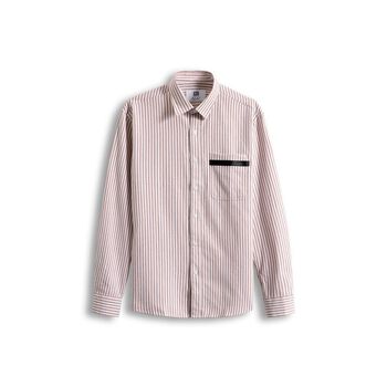 Áo Sơmi Oxford Tay Dài Slim-fit Sọc Phối Tag Da ICON DENIM