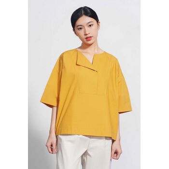 Áo bẻ lá cổ 1 nút. Cotton Poplin - 10F20SHLW002