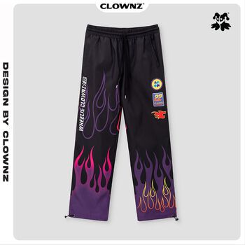 [FULLTAG CHÍNH HÃNG] Quần gió cạp chun unisex ClownZ Racing Flames Wind form rộng