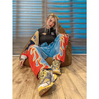 [FULLTAG CHÍNH HÃNG] Quần jeans unisex form rộng ClownZ Racing Flames