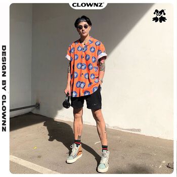 [FULLTAG CHÍNH HÃNG] Áo sơ mi tay lỡ unisex ClownZ Headshot Short  (xanh dương/xanh lá/vàng)