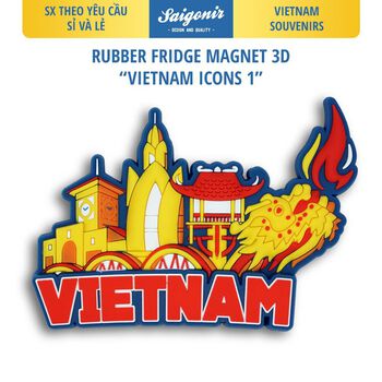 Nam Châm Tủ Lạnh Nhựa Dẻo Saigonir Hình Ảnh Việt Nam - Cầu Rồng, Bến Thành, tháp Trầm Hương, chùa Một Cột - Quà lưu niệm
