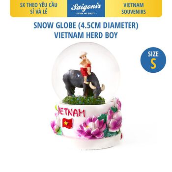 Quả Cầu Tuyết Thuỷ Tinh Saigonir - Hình Mục Đồng Hoa Sen - Chi Tiết Sắc Nét, Thiết Kế Độc Đáo, Quà Tặng - Quà Lưu Niệm