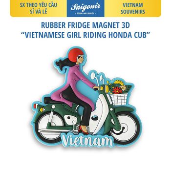 Sỉ và Lẻ Nam châm Tủ Lạnh Chất Liệu Nhựa Dẻo Saigonir - Hình Ảnh Cô Gái Áo Dài Xe Cub Việt Nam - Quà lưu niệm Việt Nam