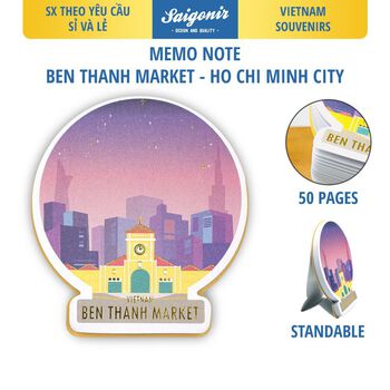 Giấy Note Giấy Ghi Chú - Memo Note - 50 Tờ Hoạ Tiết Chợ Bến Thành Sài Gòn Việt Nam - Quà Tặng - Quà Lưu Niệm Saigonir