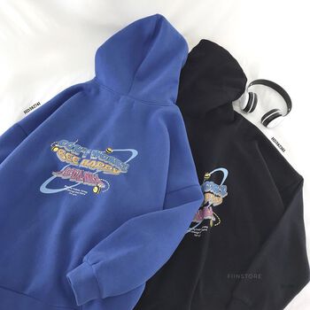 Áo nỉ Hoodie BEE HAPPY form rộng ulzzang basic - Made by Fiin