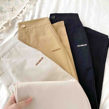 QUẦN BAGGY KAKI Đen, Be form rộng basic unisex - Made by Fiin