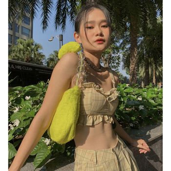 Áo Croptop Bèo Caro Be TARTAN -Wind Croptop SE / Caro Nude - TIẾT KIỆM ???????????? khi mua combo 3 sản phẩm !!