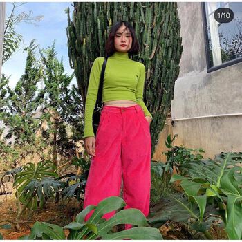 Áo Croptop Tay Dài Xanh TARTAN - T-TitTotTet Croptop / Green - TIẾT KIỆM ???????????? khi mua combo 4 sản phẩm  !!