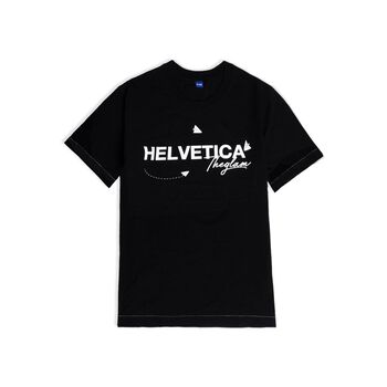 Áo thun tay lỡ GLAM dáng Unisex form rộng Helvetica tee màu đen