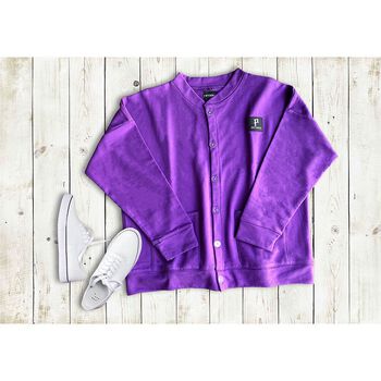 Áo khoác Cardigan tím logo to Patience