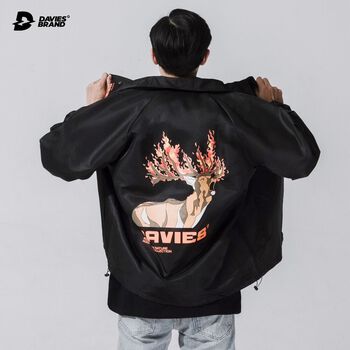 Áo khoác dù nam nữ form rộng màu đen Amazon Fire local brand Davies