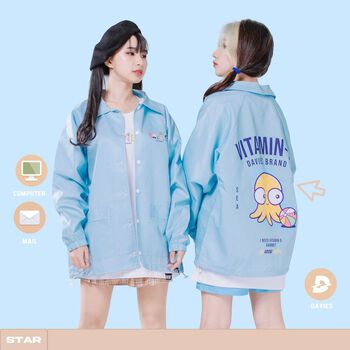 Áo khoác dù nữ form rộng màu xanh DAVIES - Vitamin D Jacket.