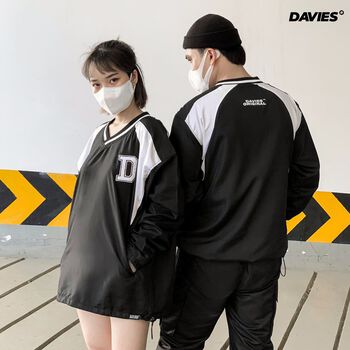 Áo tay dài form rộng màu đen local brand DAVIES - DEE Hockey Shirt