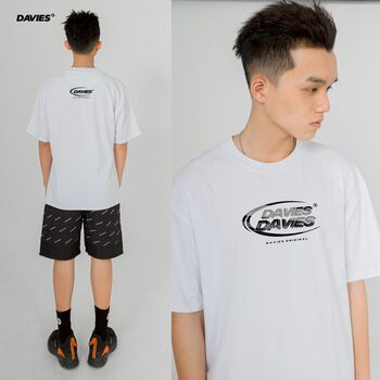 Áo thun nam nữ unisex from rộng màu trắng Medal Davies.