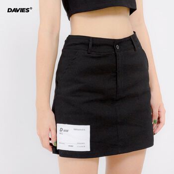 Chân váy nữ chữ a dáng ngắn kaki Davies Label Skirt