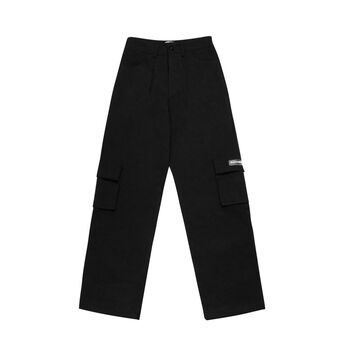 Quần dài kaki túi hộp nữ ống rộng màu đen DAVIES - Culottes Box Pant