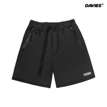 Quần đùi nam màu đen local brand Davies, quần short nam dù Classic