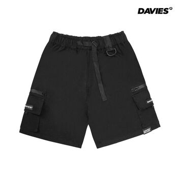 Quần short nam lưng thun local brand Davies - quần đùi kaki màu đen Active