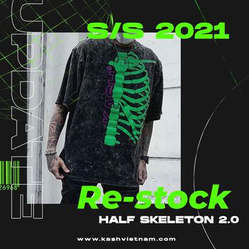 ⚡️FREESHIP⚡️KASH - Áo thun Washed HALF SKELETON form Oversize Local Brand Chính Hãng