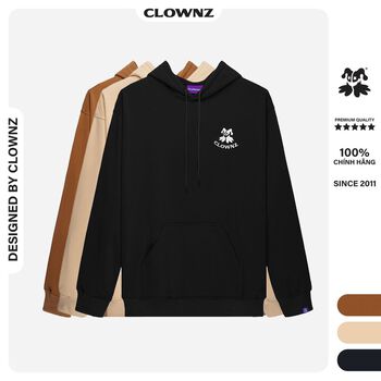 Áo khoác hoodie local brand Clownz Basic trơn, 3 màu, vải nỉ bông, unisex nam nữ, form rộng