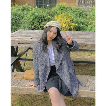 Áo khoác dạ 2 lớp hoạ tiết kẻ form rộng ulzzang - Made by Fiin