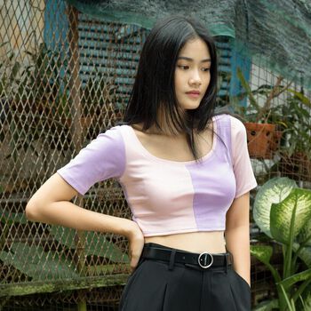 Áo croptop nữ 2 màu form ôm body tay ngắn, chất vải dệt gân co giãn thoải mái, siêu mát 100% cotton